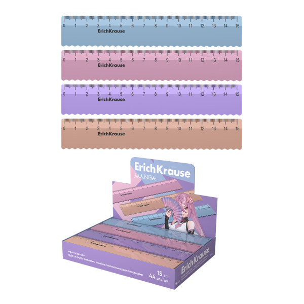 Линейка пластик 15см Manga, с волнистым краем