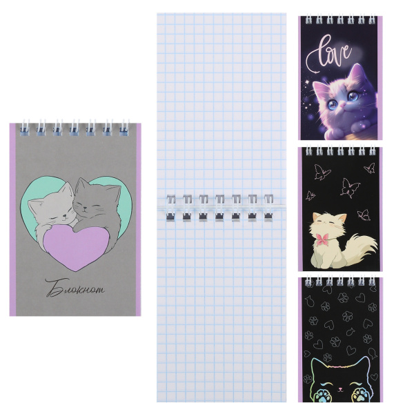 Блокнот/гребень  А7 40л Котики