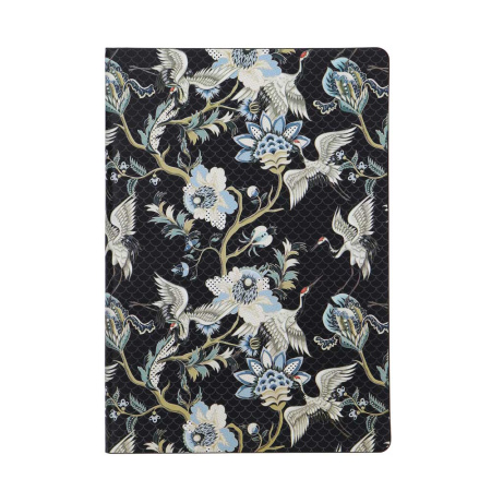 Бизнес-блокнот А5  96л Инт.обл. Цветы на черном, кожзам,линия