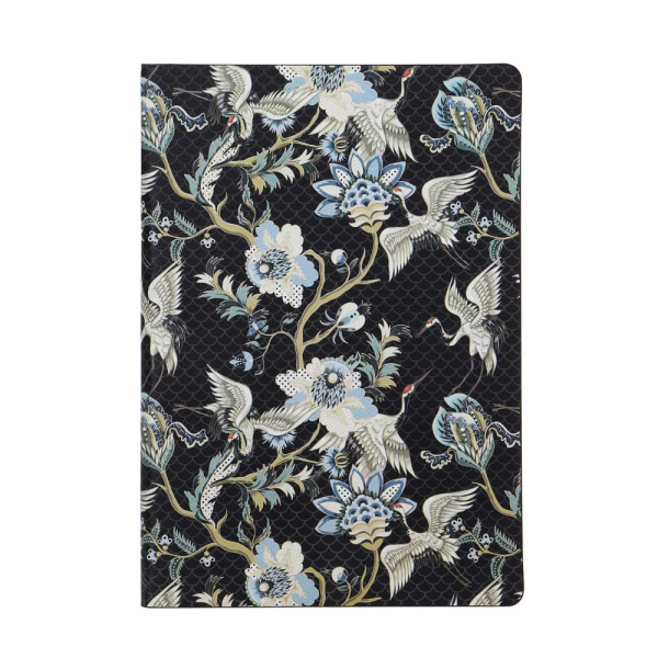 Бизнес-блокнот А5  96л Инт.обл. Цветы на черном, кожзам,линия