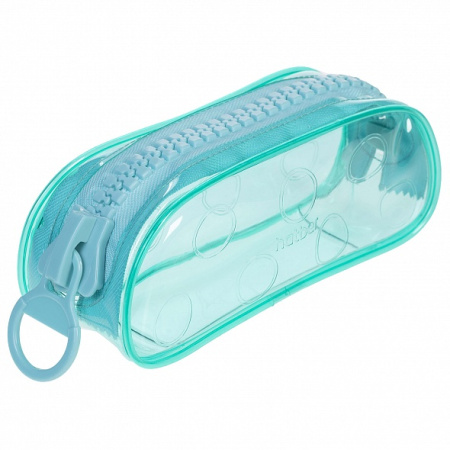 Пенал-косметичка Zipper Crystal Blue, ПВХ, большая молния АКЦИЯ