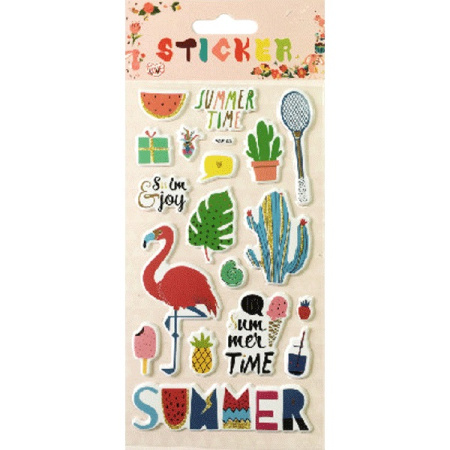 Наклейки объемные Summer time с блестками 10x18,5 см