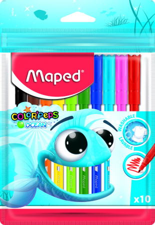 Фломастеры ColorPeps Ocean 10цв. смываемые в п/э пакете с подвесо