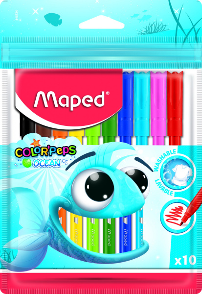 Фломастеры ColorPeps Ocean 10цв. смываемые в п/э пакете с подвесо
