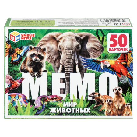 Игра настольная Мемо Мир животных, 50 карточек