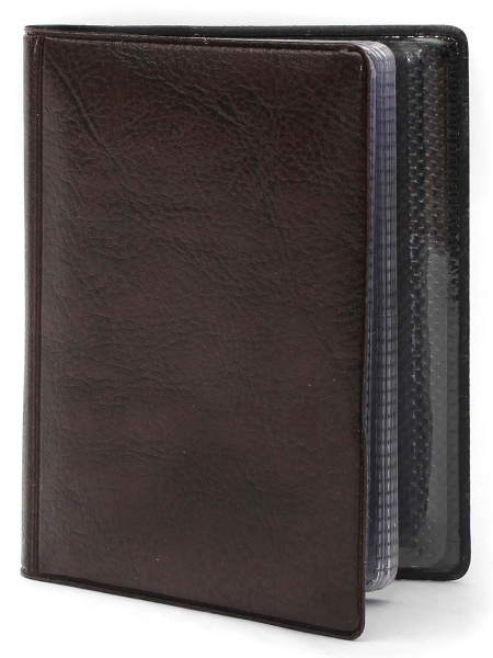 Визитница  40 визиток экокожа Стандарт коричневая