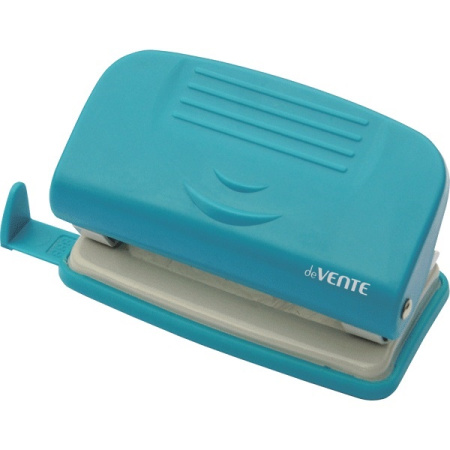 Дырокол 10л Neon голубой, с линейкой