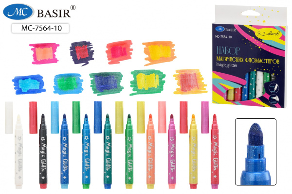 Фломастеры  волшебные Magic Glitter  9+1цв.