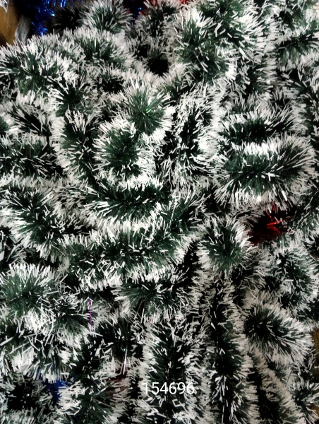 яМишура Зеленая 2-х цветная №9 с белыми кончиками