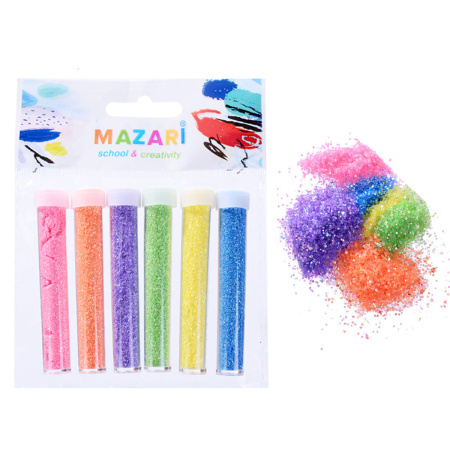 Блестки,  6цв пластик туба 4г