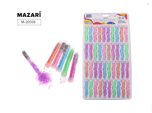 Бисер 6цв 6гр 2мм, пластик. туба