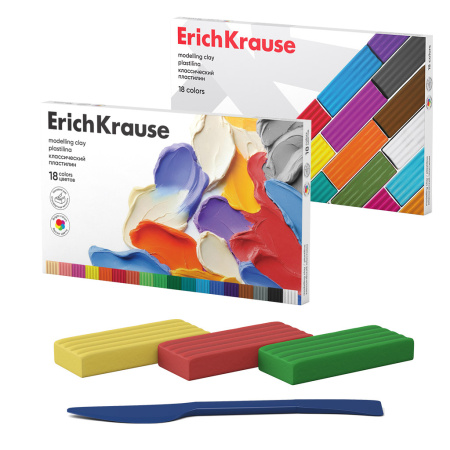 Пластилин классический ErichKrause 18 цветов, 288 г (в коробке 18 шт)