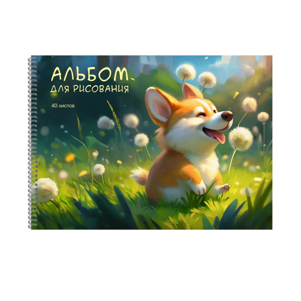 Альбом/гребень 40л Щенок корги, 120гр