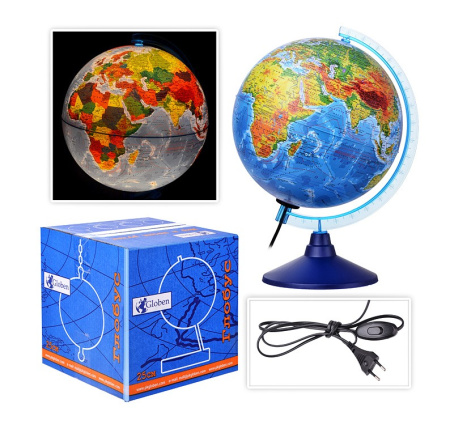 Глобус физико-полит. с подсветкой d 250мм