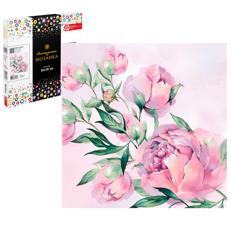 Алмазная мозаика 30*30см Нежные пионы