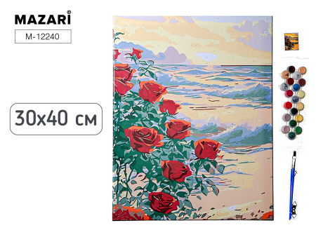 Картина по номерам 30*40 см Розы и море