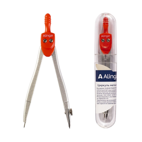 Черт. прибор  циркуль  Градусник 115мм красный