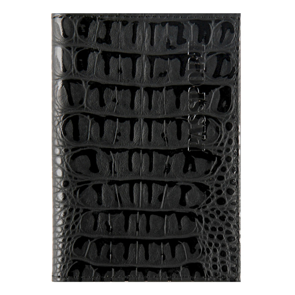 Обложка/паспорта "Alligator" чёрная, кожа, лак, тиснение