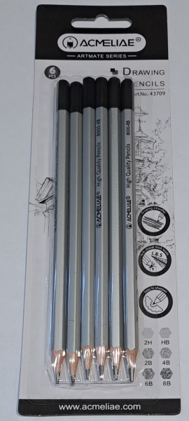 Карандаши  ч/гр набор  6шт разной тверд. (2Н,НВ,2В,4В,6В,8В)