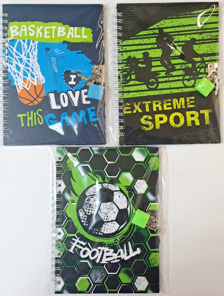 Блокнот/гребень с замком 13х18см 7Бц Спорт, 48л