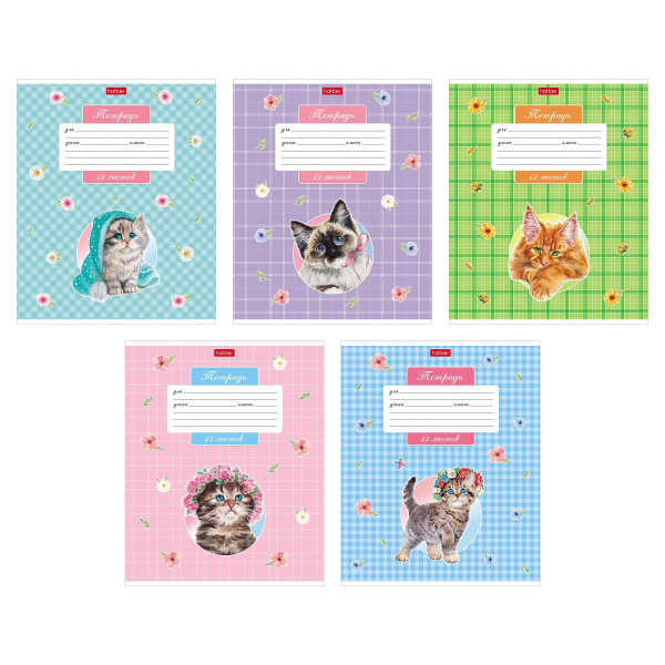 Тетрадь 12л клетка Котики бывают разными