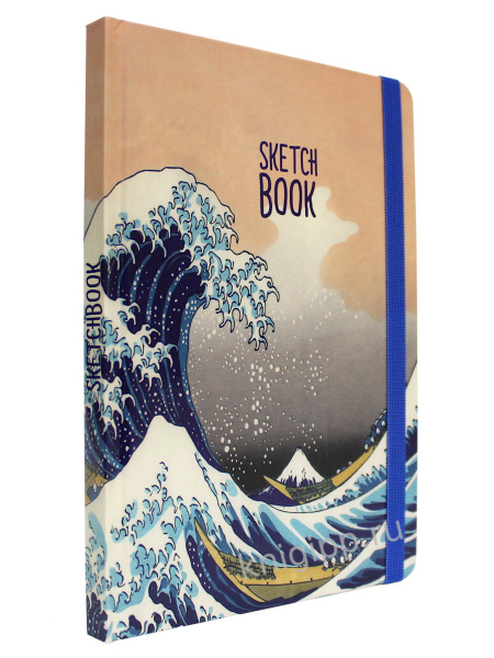 Скетчбук А5 7БЦ  80л Мрачная среда. Большая волна в Канагаве рези