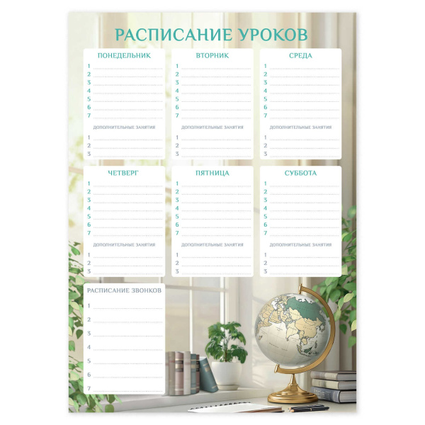 Расписание уроков А3 Глобус