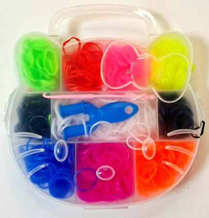 Набор д/творчества цветные резиночки, 1000шт + станок