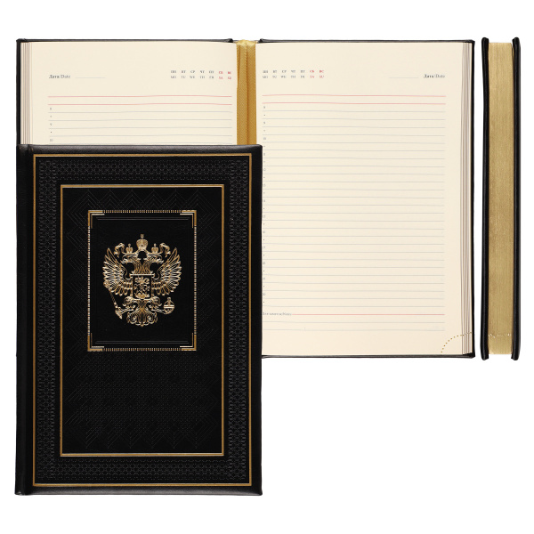 Ежедневник А5 7БЦ Символика чёрный, кожзам, поролон, 168л