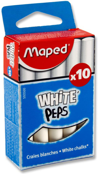 Мел белый  10 шт/уп  Maped круглый (спецформула "без пыли")