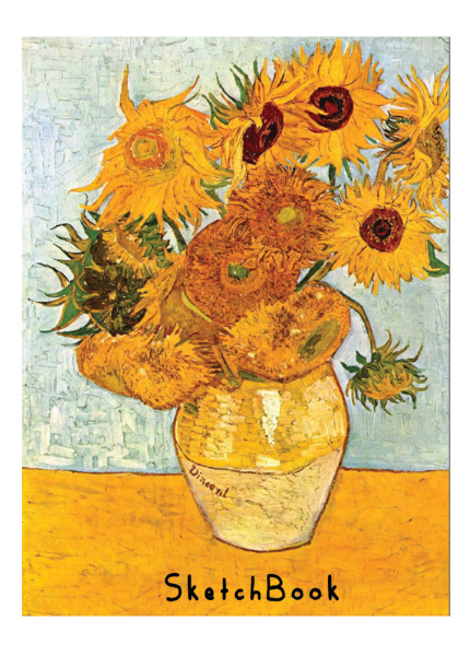 Скетчбук А5 7БЦ  80л Ван Гог. Подсолнухи, выб.лак, на резинке