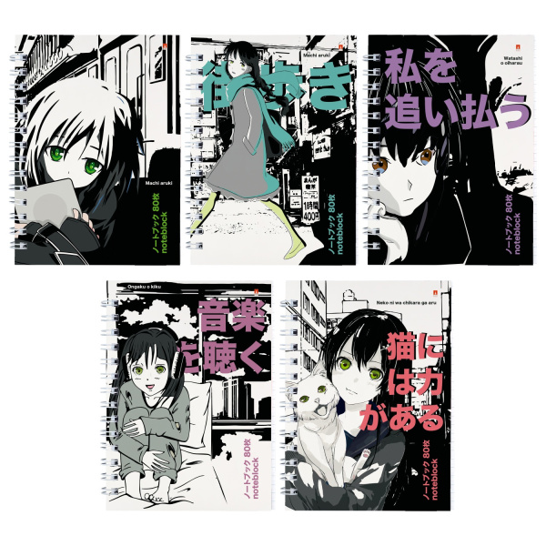 Блокнот/гребень  А6  80л Manga Anime. City,  5видов АКЦИЯ