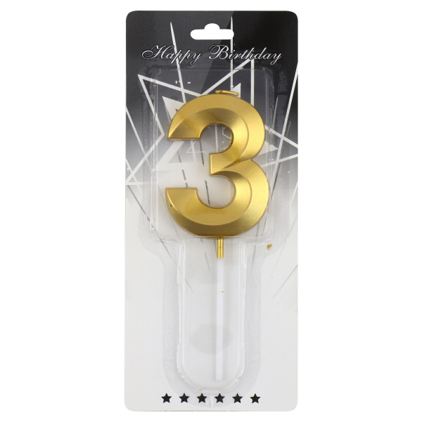 Свеча д/торта цифра Золото "3"  7см