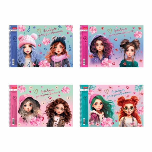 Альбом/гребень 40л Клёвые девчонки, перфорация, 4 диз. металлиз.