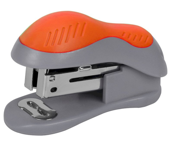 Степлер №10 12л серо-оранжевый, антистеплер