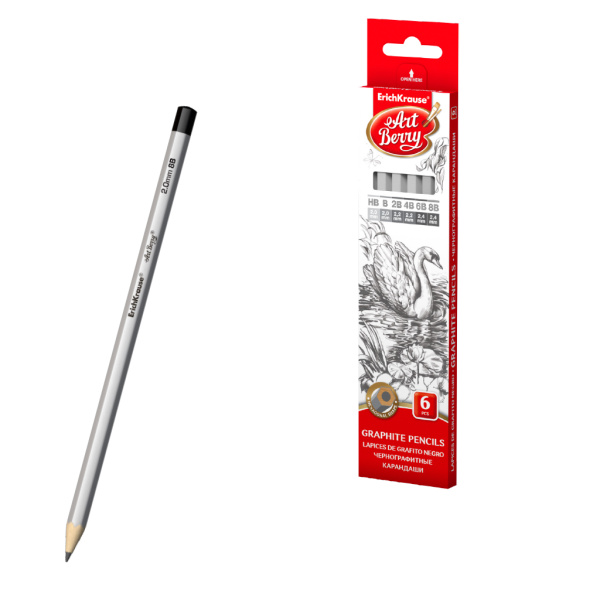 Карандаши  ч/гр набор  6шт разной тверд. (HB,B,2В,4В,6В,8В)