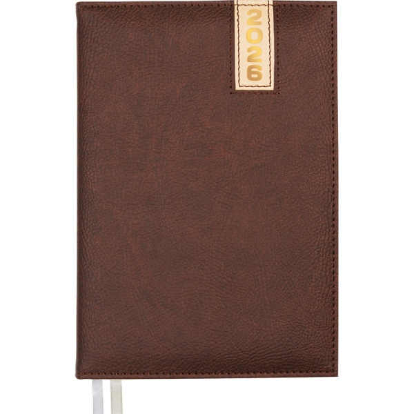Ежедневник.2026г А5 7Бц Vertical коричневый, кожзам, поролон, 168