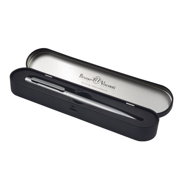 Ручка в футляре метал. Firenze 1,0мм, синяя (серебр. корпус )