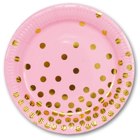 Тарелка бумажная Горошек золотой 6шт 17см