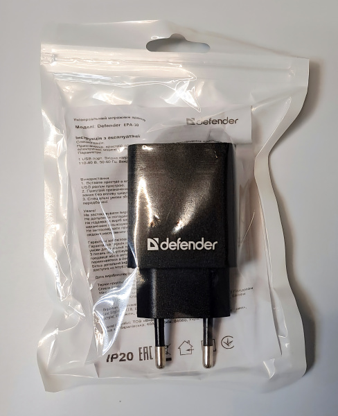 Зарядное устр-во 220B USB Defender EPA-10 2.1A чёрный