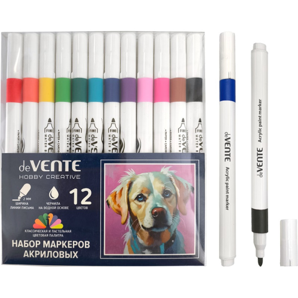 Маркер акриловый 12цв Hobby Creative. Classic&Pastel 2мм