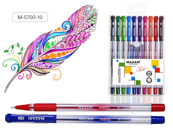 Набор шариковых ручек.10цв. Sailor маслн. основа игольч. након.