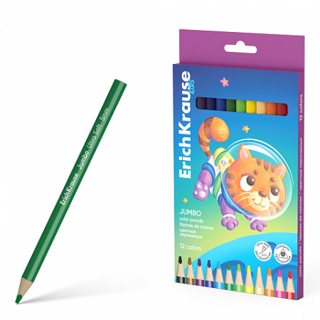 Карандаши .Трехгранные ЕК Kids Jumbo Space Animals 12цв