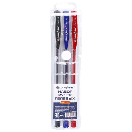 Набор гелевых ручек 3цв. прозр. корп