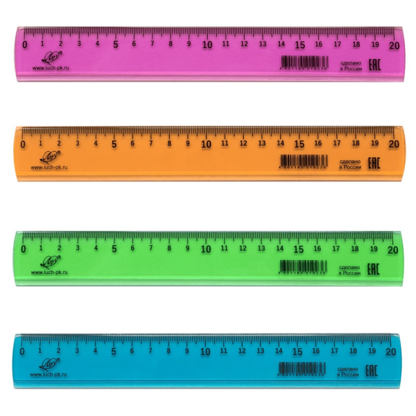 Линейка пластик 20см Луна прозрачная тонир