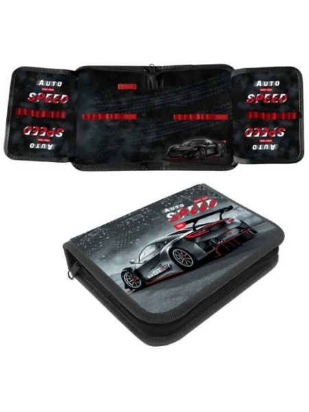 Пенал 1отд. большой/м с 2 планками Чёрная машина -  MAXI