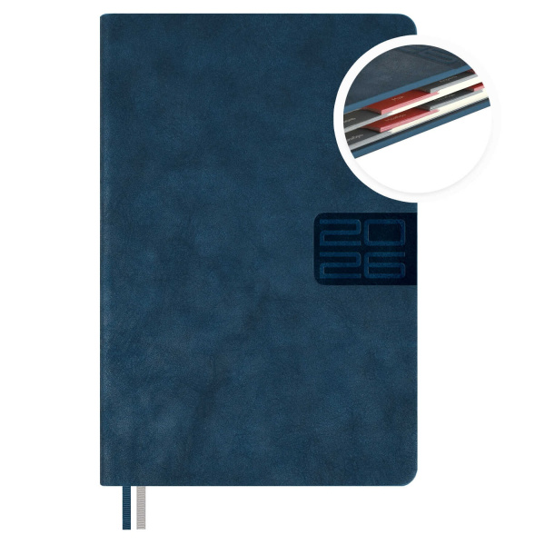 Ежедневник.2026г А5 7Бц Тиволи глосс синий, кожзам 176л