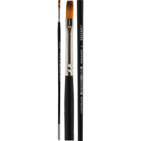 Кисть синтетика  № 7 плоская, удлин. дерев. ручка