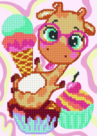 Алмазная мозаика на картоне 15*21см Сладости для жирафа