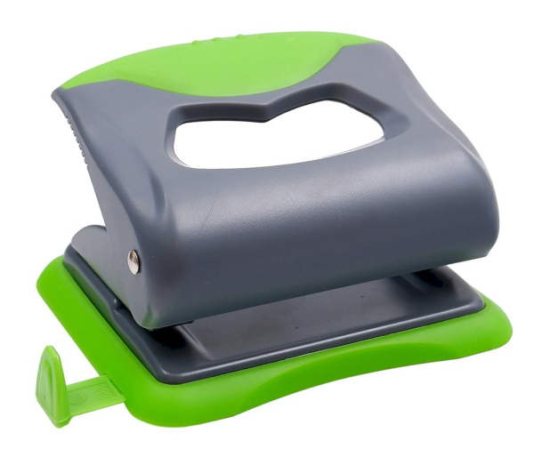 Дырокол 20л Qredo метал.корпус, серо-зеленый, с линейкой АКЦИЯ